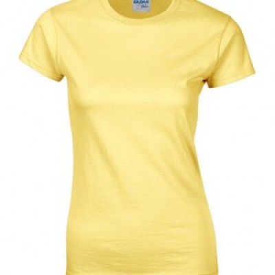 SKT039 light yellow 098 short sleeved women' s round neck collar t-shirt 76000L quick personal printed women' s tee breathable tshirts supplier price front view